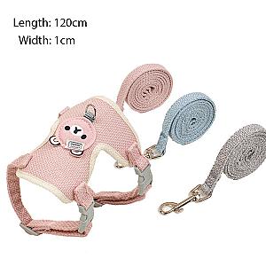 Dog Leash Cute Vest for Small Pets Kittens Undershirt Type Breathable Adjustable Chest Harness Outdoor Walking Pet Supplies