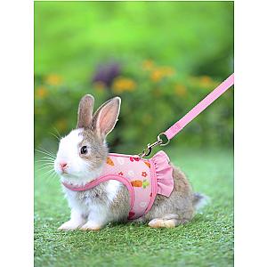 1pc Adjustable Bunny Harness for Walking Runnig Hiking Camping Outdoor - Carrot Pattern Cute Small Animal Harness Leash Set