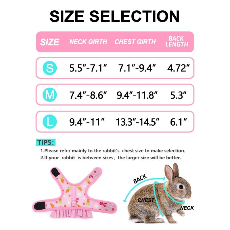 1pc Adjustable Bunny Harness for Walking Runnig Hiking Camping Outdoor - Carrot Pattern Cute Small Animal Harness Leash Set