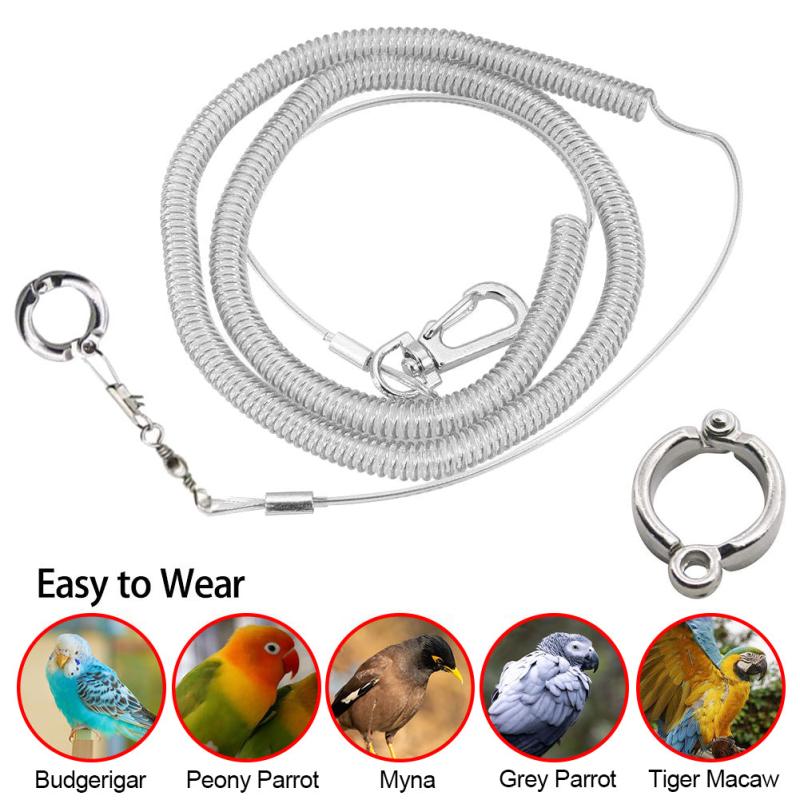 3M/6M Parrot Bird Flying Training Leash Ultra-light Flexible Rope Anti-bite with Leg Ring Harness Bird Training Rope Outdoor