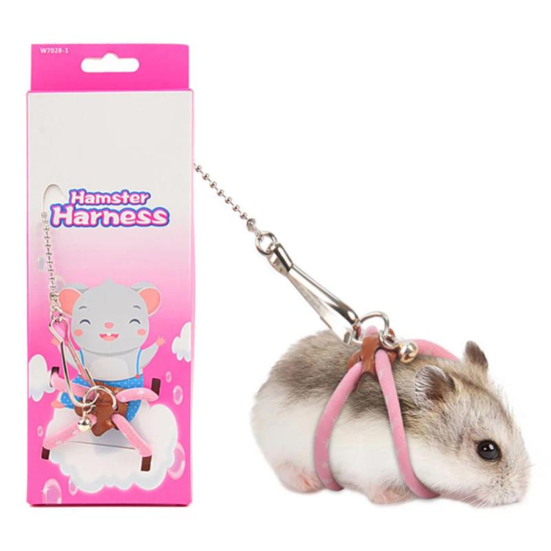 Pet Adjustable Soft Harness Bell Leash Set Mouse Hamster Ferrets Rat Pet Pig Leash Hamster Harness Rope Anti-bite Pet Walking