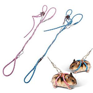 Pet Adjustable Soft Harness Bell Leash Set Mouse Hamster Ferrets Rat Pet Pig Leash Hamster Harness Rope Anti-bite Pet Walking