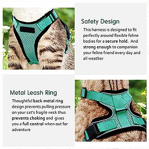 Cat Harness and Leash for Walking,Escape Proof Soft Adjustable Vest Harnesses for Cat,Breathable Reflective Strips Jacket