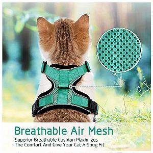 Cat Harness and Leash for Walking,Escape Proof Soft Adjustable Vest Harnesses for Cat,Breathable Reflective Strips Jacket