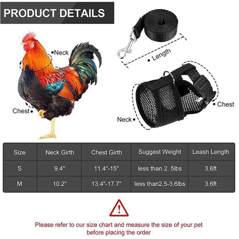 Adjustable Duck Chicken Harness Leash Comfortable And Breathable Small Size Hen Pet Vest For Chicken Duck Goose Training Walking