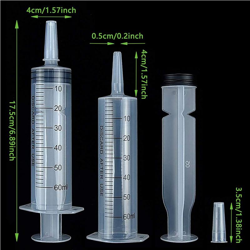 60ml Syringe Glue Filling Measuring Syringe Nutrient Sterile Health Without Needle Watering Refilling for Industrial Hydroponics