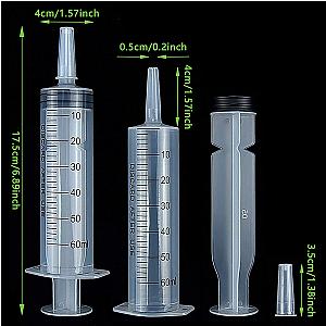 60ml Syringe Glue Filling Measuring Syringe Nutrient Sterile Health Without Needle Watering Refilling for Industrial Hydroponics