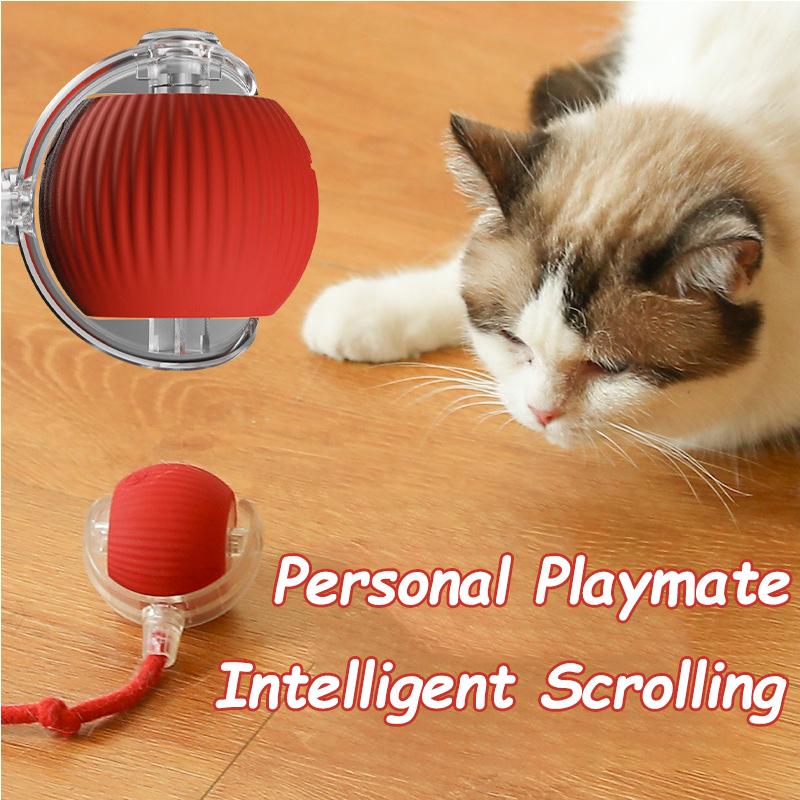 Cat Interactive Ball Toys Automatic Rolling Ball Faux Tail Rechargeable Smart Pet Electric Toy Dog Cat Training Imitate Mouse