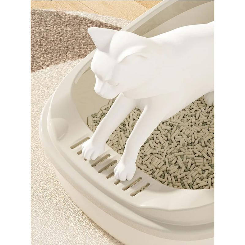 Cat Litter Box Extra Dinosaur Semi-Enclosed Large Size Detachable Washable Anti-Splash Design Convenient Solution for Large Cats