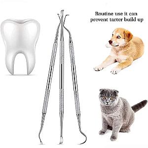 3Pcs Pet Dog Tooth Cleaner Tooth Scaler and Scraper Stainless Double Headed Tarter Remover Scraper Pet Teeth Dog Cleaning Tools