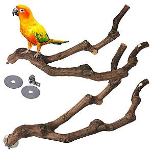 Pet Standing Stick Wild Grape Wood Pole Parrot Cockatiel Parakeet Station Board Bite Claw Grinding Toy Bird Cage Accessories