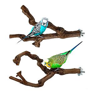 Pet Standing Stick Wild Grape Wood Pole Parrot Cockatiel Parakeet Station Board Bite Claw Grinding Toy Bird Cage Accessories