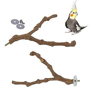 Pet Standing Stick Wild Grape Wood Pole Parrot Cockatiel Parakeet Station Board Bite Claw Grinding Toy Bird Cage Accessories