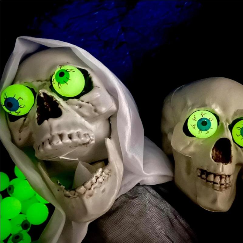 Glow in The Dark Eyeball 32MM Bouncy Ball Halloween Supplies Toys Horror Luminous Scary Ball Kids Toys Gift Fake Eyeballs