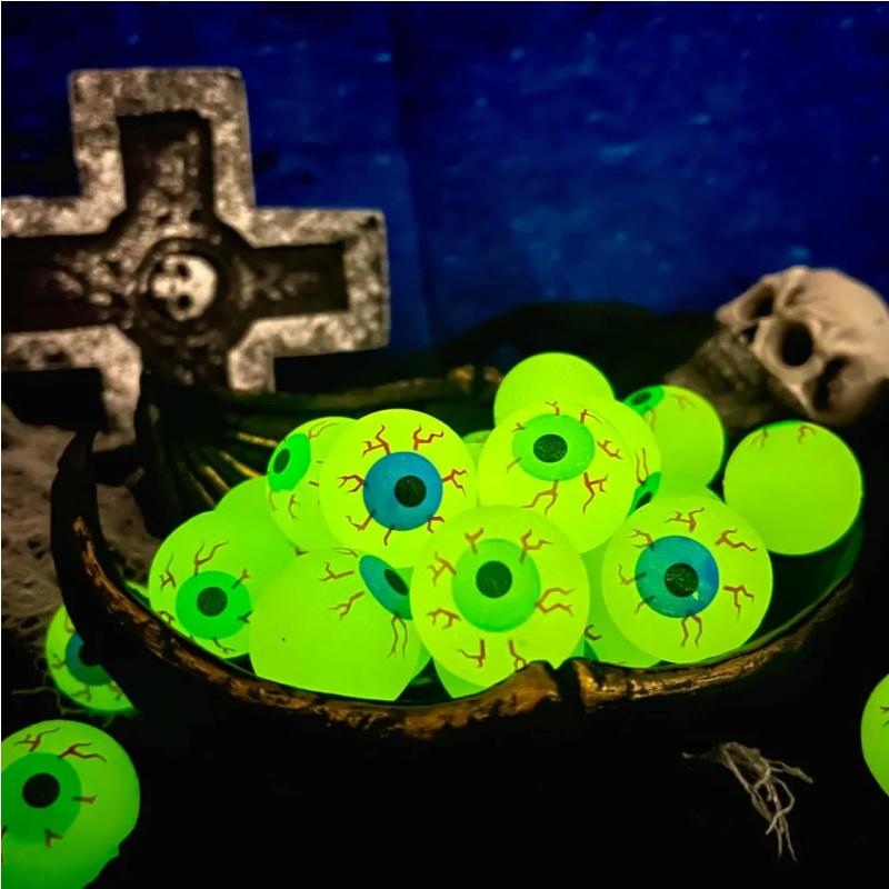 Glow in The Dark Eyeball 32MM Bouncy Ball Halloween Supplies Toys Horror Luminous Scary Ball Kids Toys Gift Fake Eyeballs