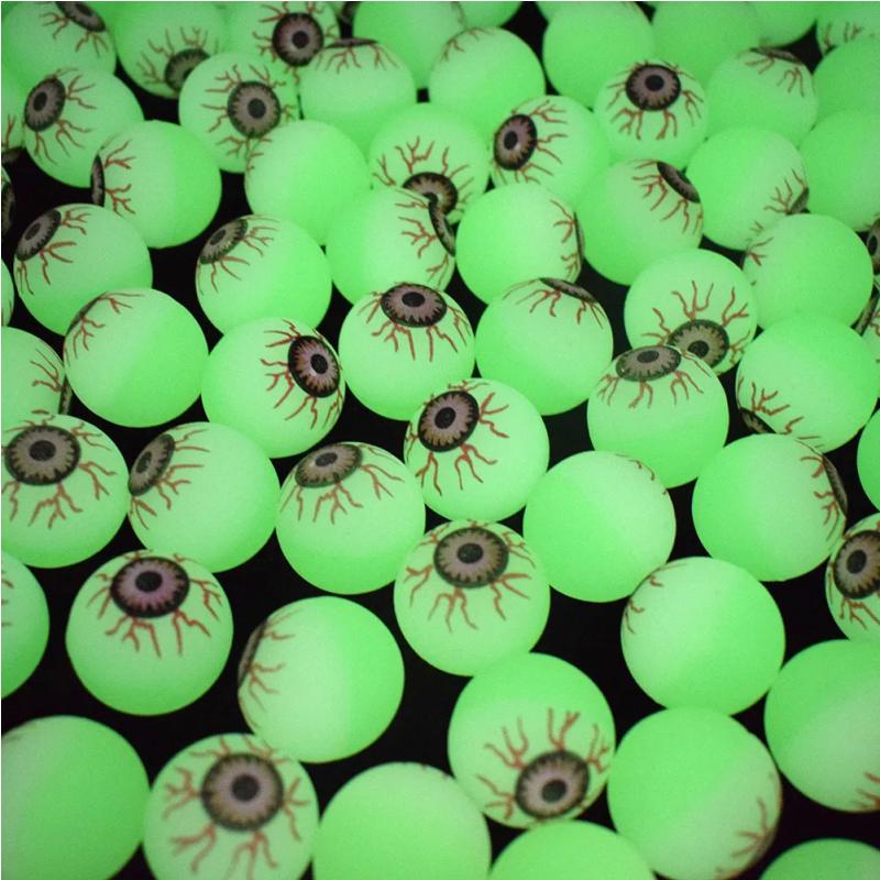 Glow in The Dark Eyeball 32MM Bouncy Ball Halloween Supplies Toys Horror Luminous Scary Ball Kids Toys Gift Fake Eyeballs