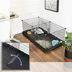 NEW Guinea Pig Cages, Metal Grid Small Animal Playpen with Waterproof Washable Liner, 2 Separate Spaces for Rabbits Ferrets