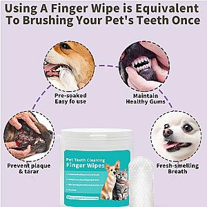 Dog Teeth Cleaning Finger Wipes Disposable Finger Wet Wipes Super Soft Oral Care Toothbrushes 50Pcs Dog Ear Wipes Pet Supplies