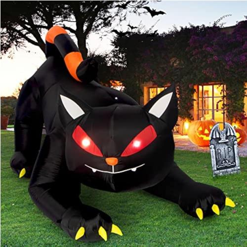 Halloween Inflatable 1.8m Black Cat Toy Shakes Head Ghost LED Lights Indoor Outdoor Yard Airblown Decoration Fun Party Display