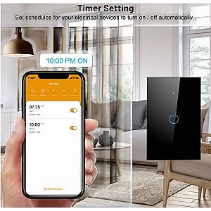 Tuya WiFi Smart Light Switch Neutral Wire Required Wall Touch Switch App RemoteControl No Neutral Wire 110V 220V For Alexa Googl