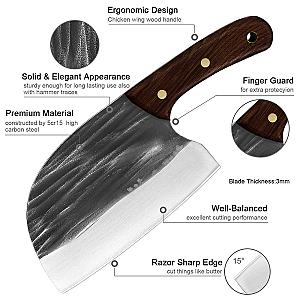 6 Inch Handmade Knife High-carbon Clad Steel Super Butcher Cutting Nakiri With Wenge Wooden For Kitchen Chef Hunting