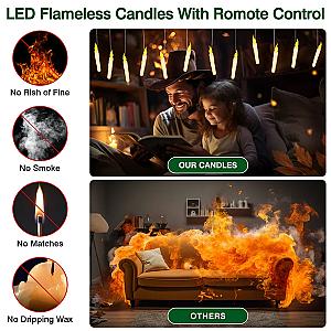 Halloween Decoration Floating LED Candles 12/24Pc Flameless Flicker Candle with Magic Wand Remote Control For Christmas Birthday