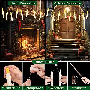 Halloween Decoration Floating LED Candles 12/24Pc Flameless Flicker Candle with Magic Wand Remote Control For Christmas Birthday