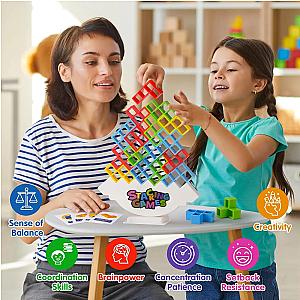 48 Blocks Building Block Brick Toy Balance Stacked Tetra Tower Game Swing High Russian Building Blocks Stack Kid Desktop Toy