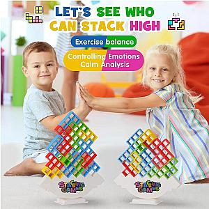 48 Blocks Building Block Brick Toy Balance Stacked Tetra Tower Game Swing High Russian Building Blocks Stack Kid Desktop Toy