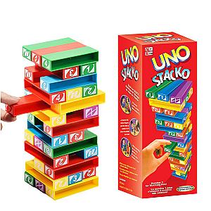 Stacko UNO Card Board Games Family Entertainment Poker Party Early Education Puzzle Stackoed Toys Playing Cards Birthday Gift