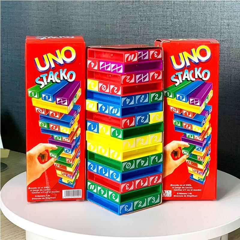 Stacko UNO Card Board Games Family Entertainment Poker Party Early Education Puzzle Stackoed Toys Playing Cards Birthday Gift