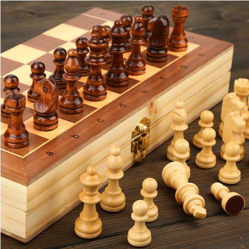 Magnetic Wooden Folding Chess Set Felted Game Board 24cm*24cm Interior Storage Adult Kids  Gift Family Game Chess Board