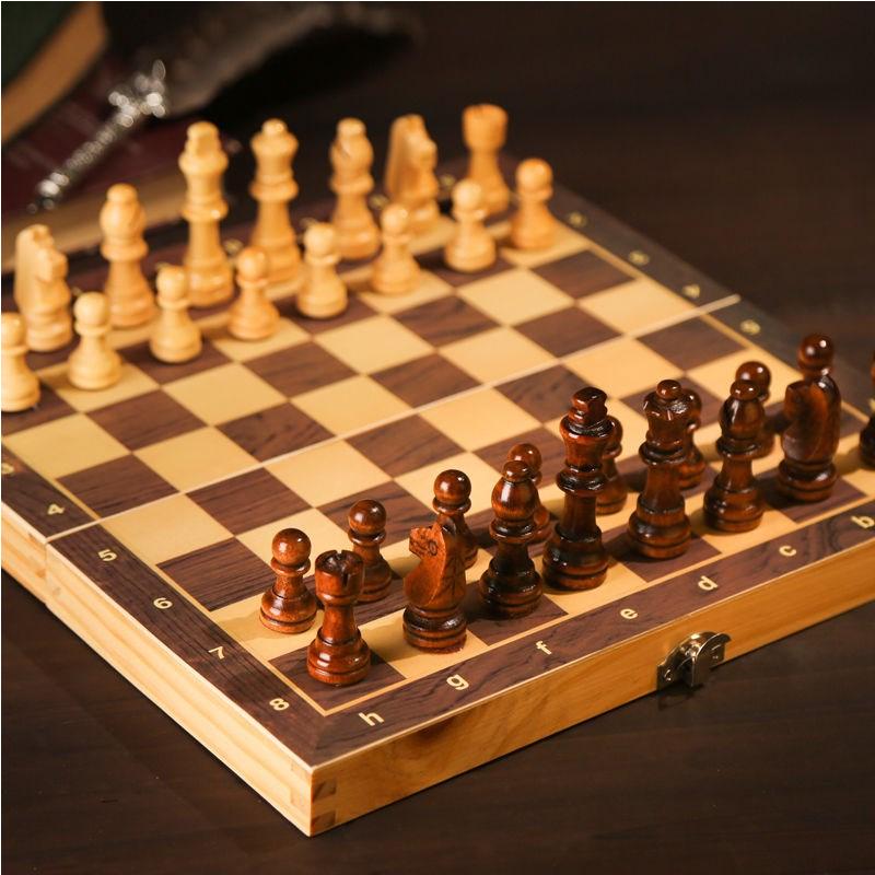 Magnetic Wooden Folding Chess Set Felted Game Board 24cm*24cm Interior Storage Adult Kids  Gift Family Game Chess Board