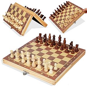 Magnetic Wooden Folding Chess Set Felted Game Board 24cm*24cm Interior Storage Adult Kids  Gift Family Game Chess Board