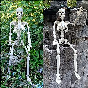 Halloween Movable Skeleton Fake Human Skull Bones Halloween Party Home Bar Decorations Haunted House Horror Props Ornament Toys