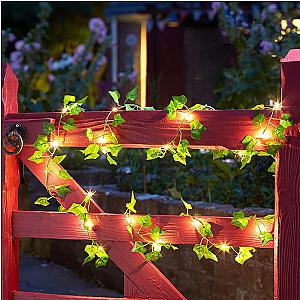 Flower Green Leaf String Lights Artificial Vine Fairy Lights Battery Powered Christmas Tree Garland Light for Weeding Home Decor