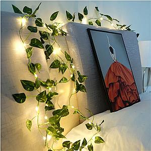 Flower Green Leaf String Lights Artificial Vine Fairy Lights Battery Powered Christmas Tree Garland Light for Weeding Home Decor