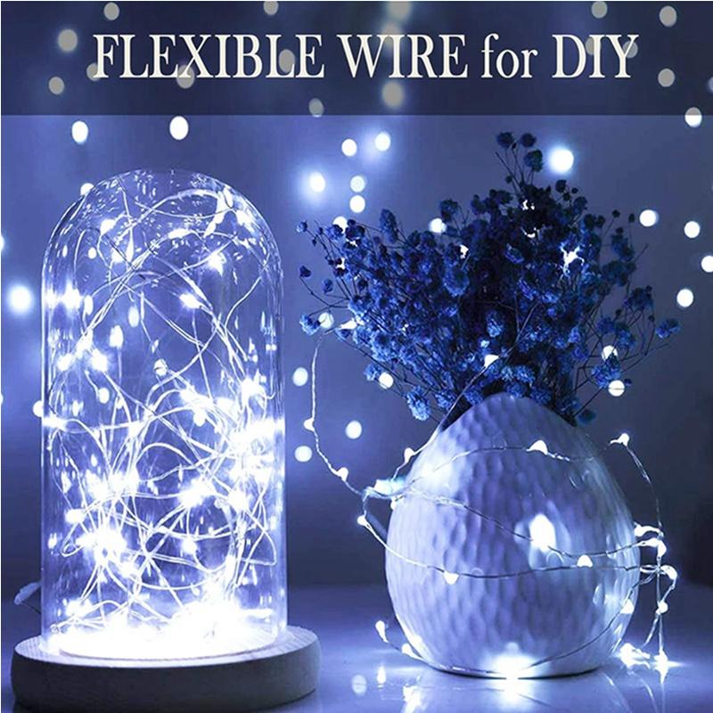 With battery 20 Pack String Fairy Lights Silver Copper Wire Battery Powered Decorations Lights For Wedding Party Christmas Decor